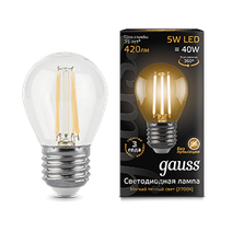 Изображение товара Gauss Лампа Filament Шар 5W 420lm 2700К Е27 LED