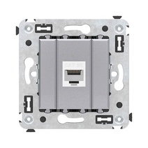 Изображение товара DKC Avanti Компьютерная розетка RJ-45 без шторки в стену, кат.5е одинарная, "Закаленная сталь"