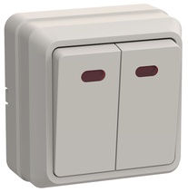 Изображение товара GENERICA OKTAVA ВС20-2-1-ОКм Выключатель 2кл с инд. 10А (кремовый)