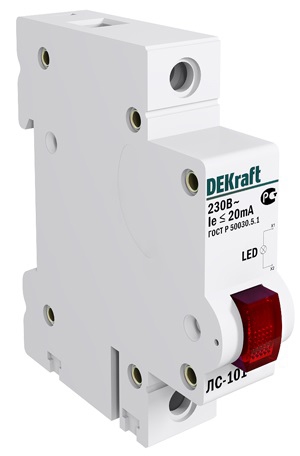 Изображение товара Dekraft Лампа сигнальная на DIN-рейку 1P КРАСНАЯ LED ЛС-101 220В