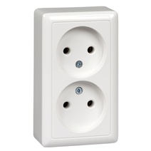 Изображение товара Systeme Electric ХИТ наруж Бел Розетка 2-ая б/з без шторок, 16А, 250В