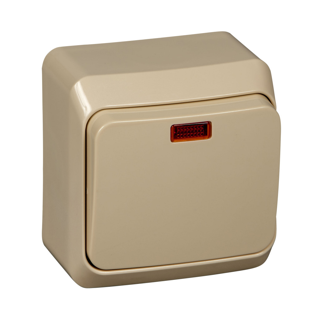 Изображение товара Systeme Electric Этюд наруж Крем Выключатель 1-клавишный с подсветкой