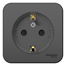 Изображение товара Systeme Electric Blanca наруж Антрацит Розетка с/з со шторками, (тонкая) 16А, 250В, изолир. пластина