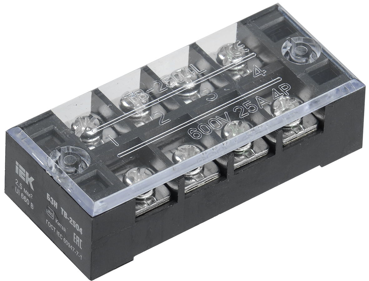 Изображение товара IEK Блок зажимов БЗН ТВ-2504 2,5 мм2 25A 4 пары