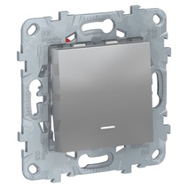 Изображение товара Schneider Electric Unica New Алюминий Переключатель 1-клавишный, перекрестный, с подсветкой,сх.7а