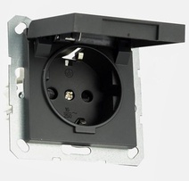 Изображение товара Jasmart G Антрацит Розетка с/з со шторками с крышкой 16A 250V~