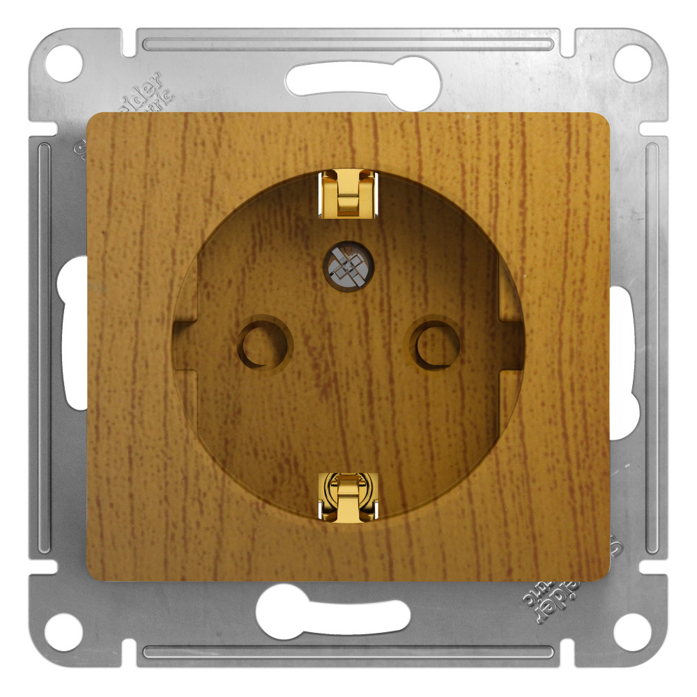 Изображение товара Systeme Electric Glossa розетка с заземлением и шторками дуб