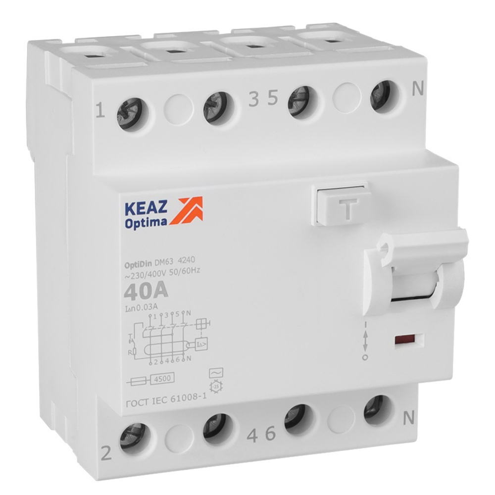 Изображение товара КЭАЗ OptiDin DM63-4240-AC-4,5-УХЛ4 (4P, 40, 30mA).