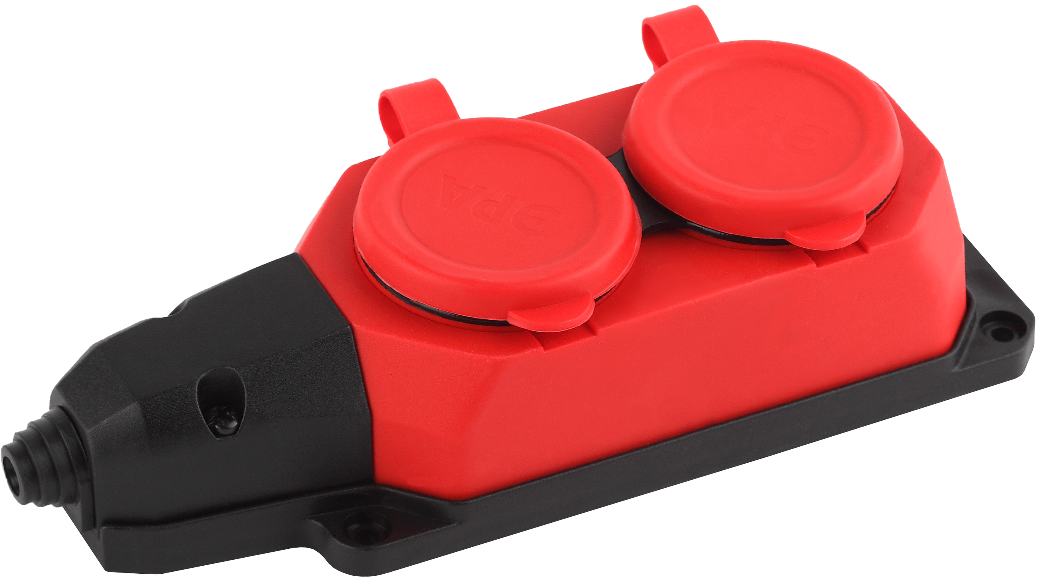 Изображение товара ЭРА K-2e-RED-IP44 каучуковая колодка 2 розетки IP44 красная