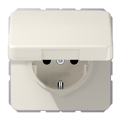 Изображение товара JUNG CD Слоновая кость Розетка с/з, с крышкой, пруж. зажим