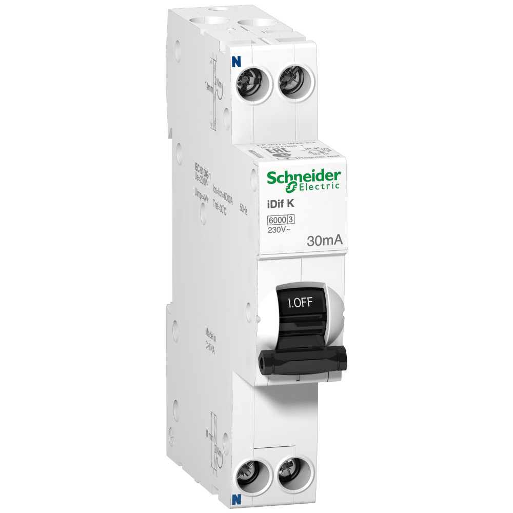 Изображение товара Schneider Electric Acti 9 iDif K Дифференциальный автоматический выключатель 6КА 20A C 30МA AC