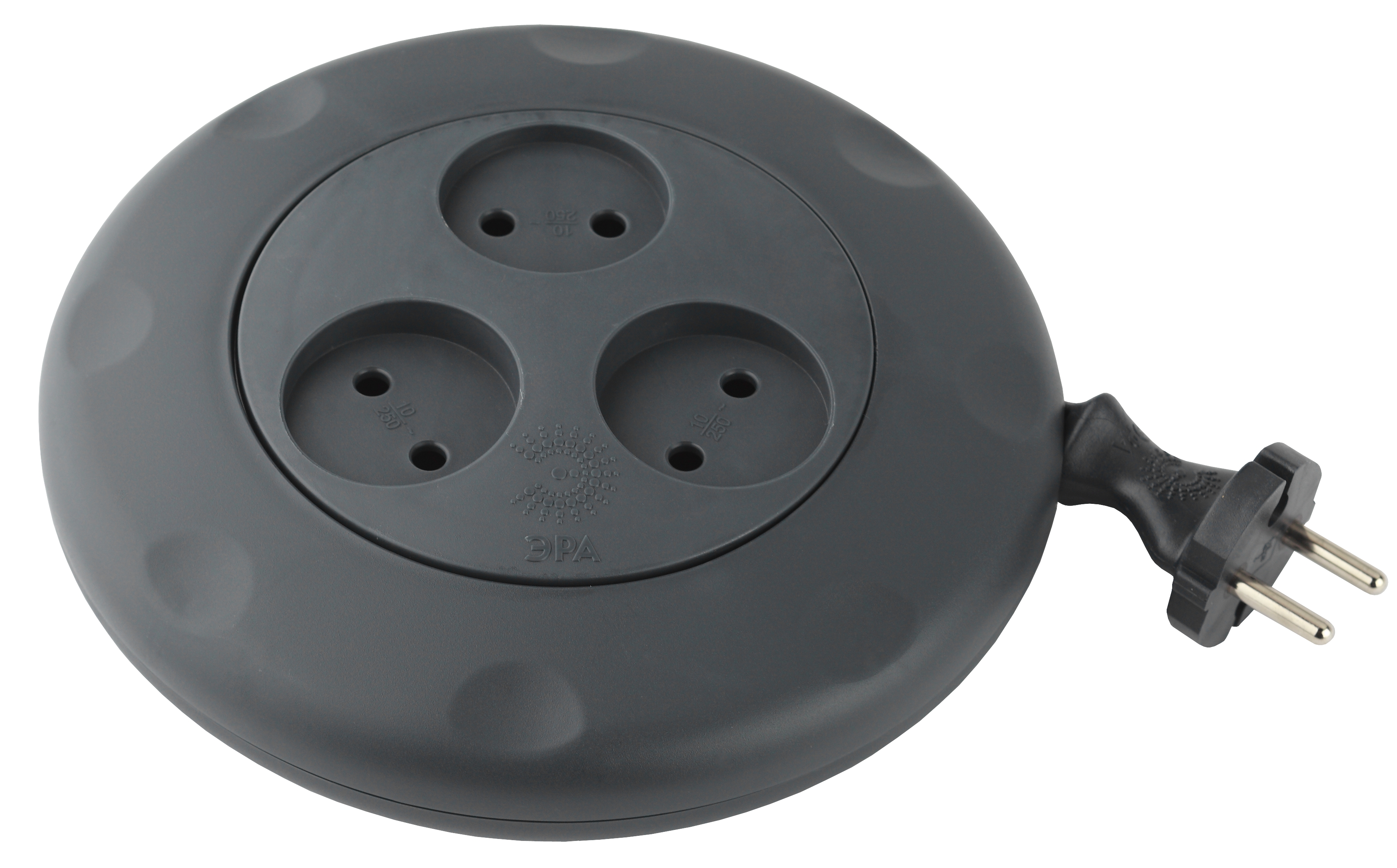 Изображение товара ЭРА Удлинитель электрический UR-3-3m-B рулетка без заземления 3 розетки 3м 2x1мм2 10А черная