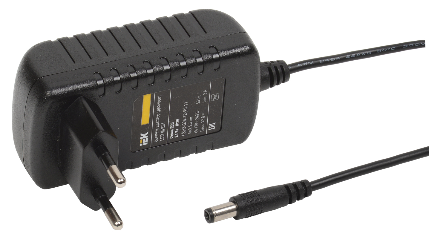 Изображение товара IEK Драйвер LED ИПСН 24Вт 12 В адаптер -JacK 5,5 мм IP20 -eco