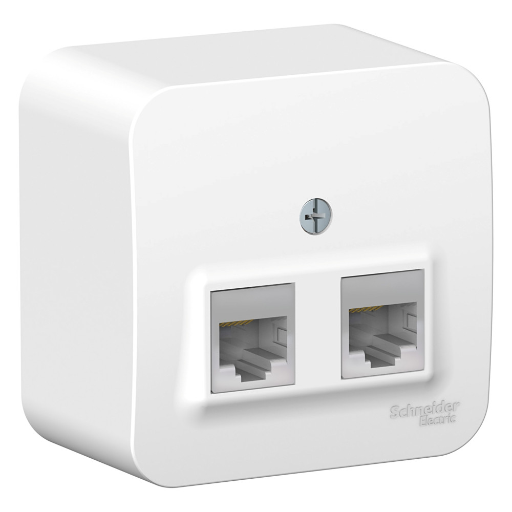 Изображение товара Systeme Electric Blanca наруж Бел Розетка 2-ая компьютерная RJ45, кат.5E, изолир. пластина
