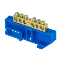 Изображение товара EKF PROxima Шина "0" N (8х12мм) 6 отверстий латунь синий изолятор на DIN-рейку.