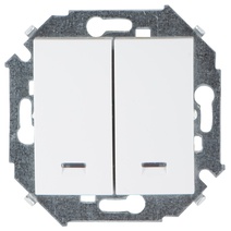 Изображение товара Simon 15 Белый Выключатель 2-клавишный с подсветкой, 16А, 250В, винт.зажим