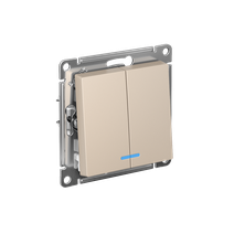 Изображение товара Systeme Electric AtlasDesign Песочный Выключатель 2-клавишный с подсветкой, сх.5а, 10АХ, мех.