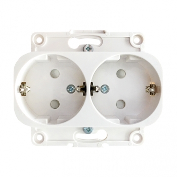 Изображение товара EKF PROxima Стокгольм Белый Розетка 2-ая с/з, со шторками, 16А.