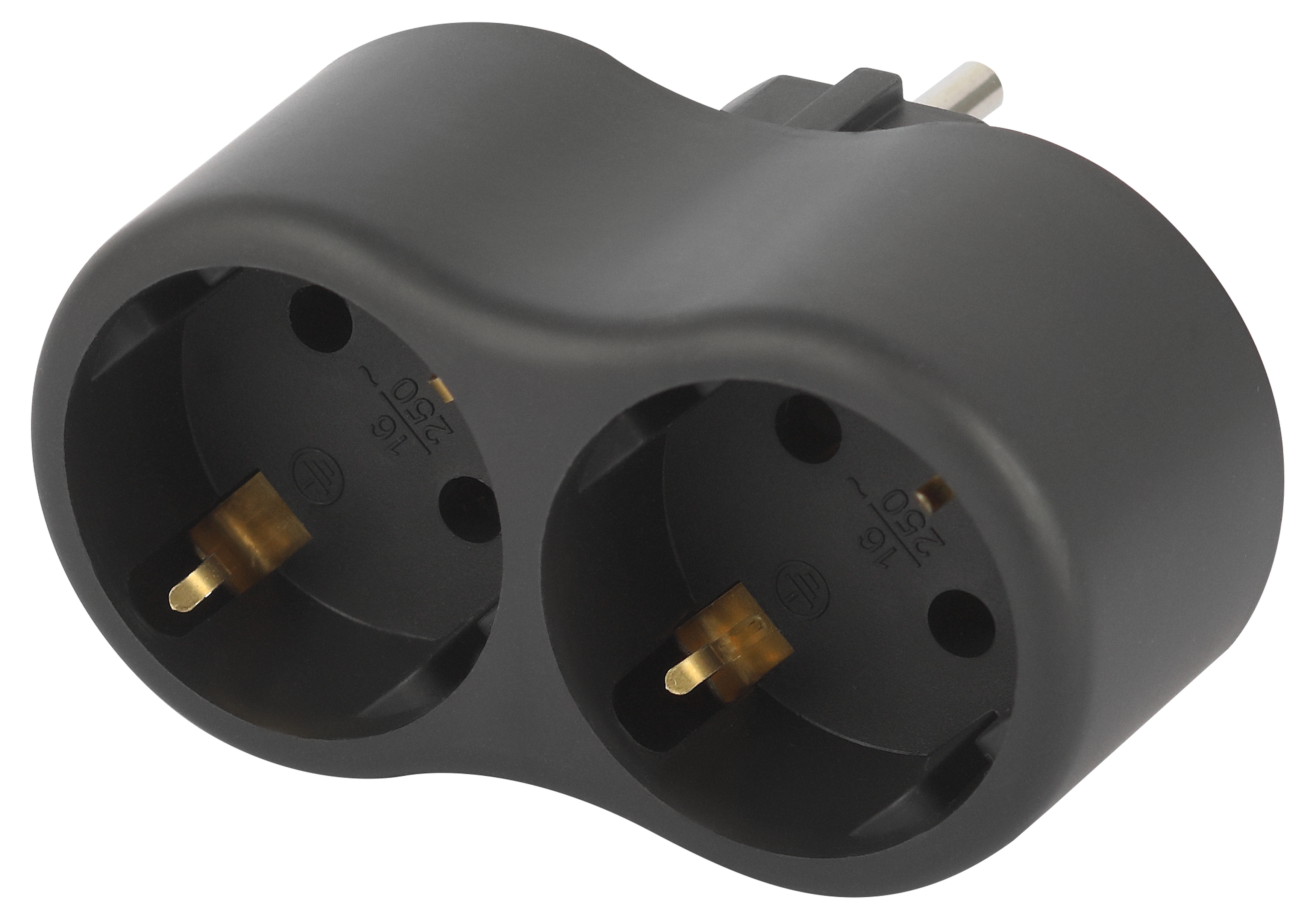 Изображение товара ЭРА Разветвитель электрический SPx-2e-B на 2 розетки с заземлением 16А черный