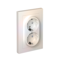 Изображение товара Systeme Electric AtlasDesign Жемчуг Розетка с/з двойная, со шторками, 16А, в сборе