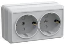 Изображение товара GENERICA OKTAVA РСш22-3-ОБ Розетка 2местн. с з/к с защ.штор. 16А откр.уст. (белый)