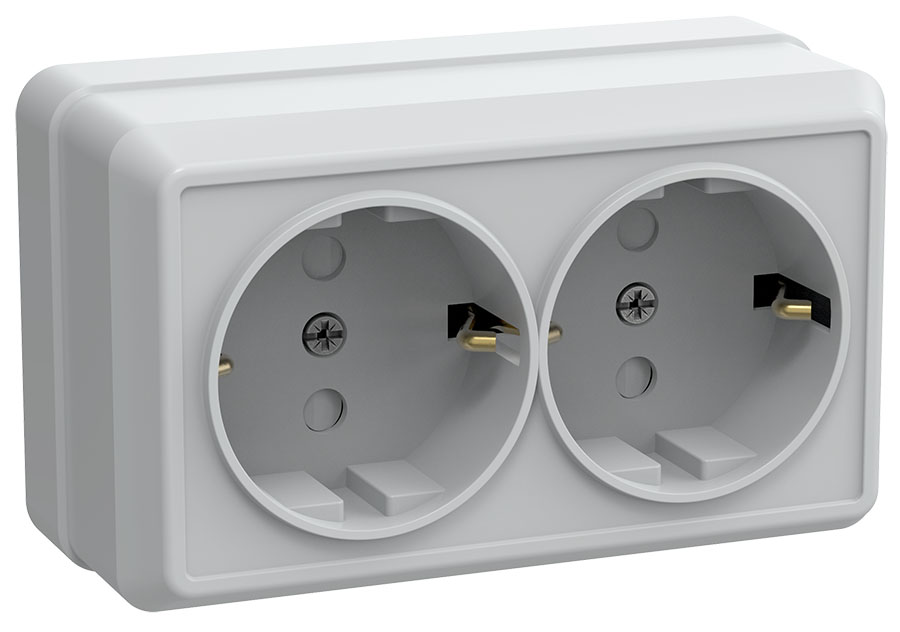 Изображение товара Розетка GENERICA OKTAVA РСш22-3-ОБ, 2 поста, IP20, 250 В, белая