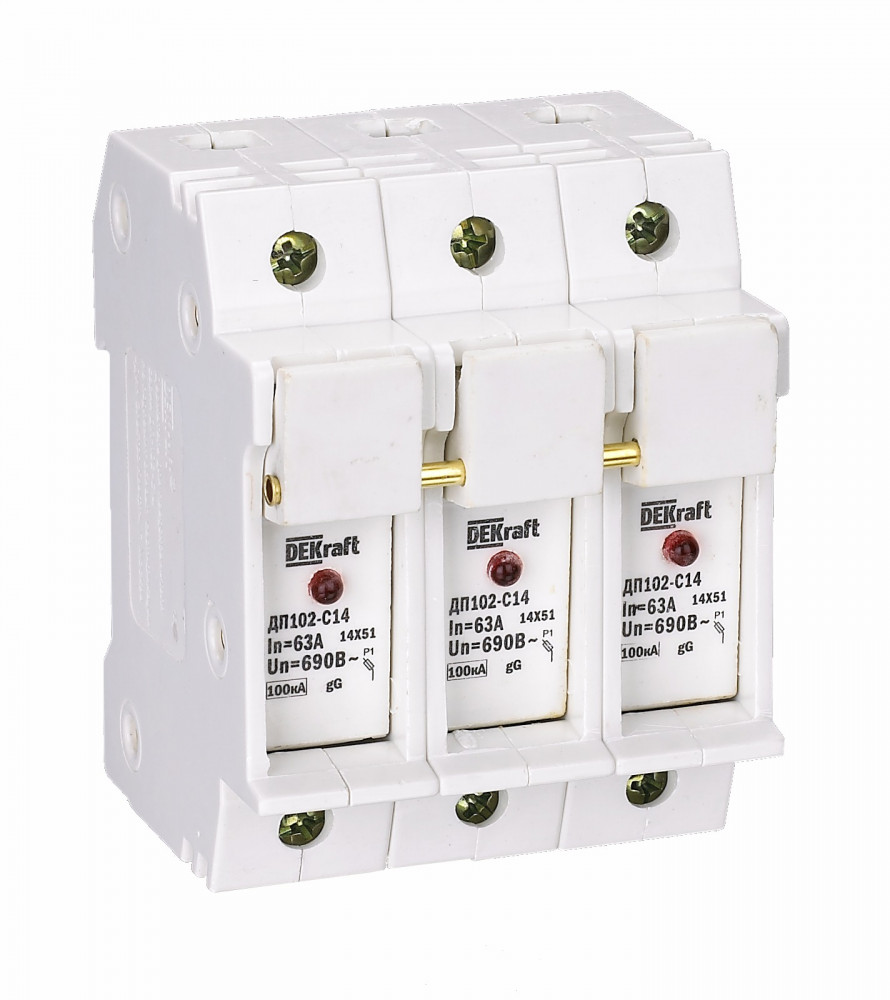 Изображение товара Dekraft Держатель предохр. типа C14 со светодиодной индикаторной лампой ДП102-С14-3P