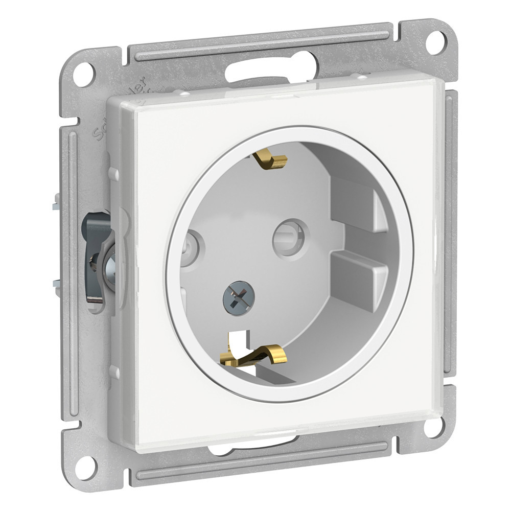 Изображение товара Systeme Electric AtlasDesign Art Бел Розетка с/з со шторками, 16А, механизм