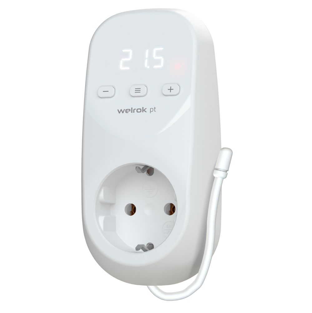 Изображение товара Welrok pt Терморегулятор цифровой с индикацией температуры в розетку 16 А, 3000 ВА, 0…30  °С