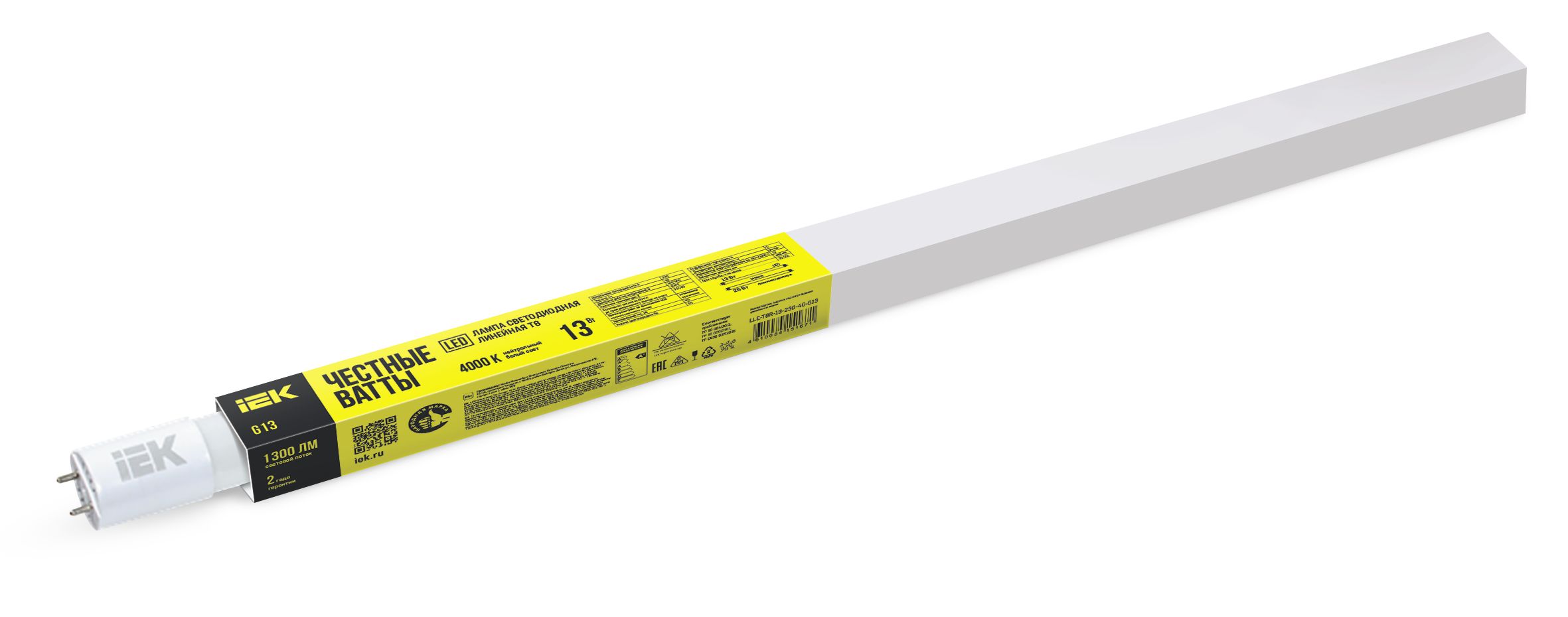 Изображение товара IEK Лампа LED T8 линейная 13Вт 1300лм 230В 4000К 600мм G13