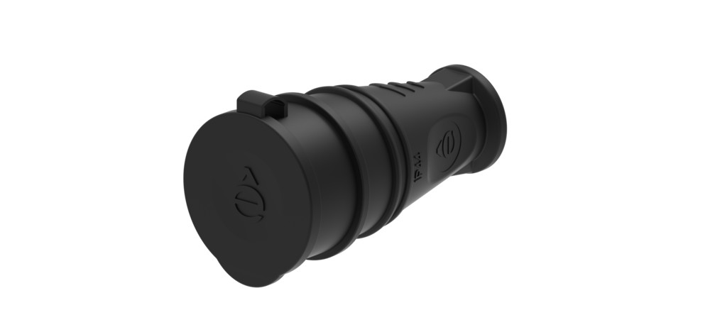 Изображение товара Systeme Electric MultiSet Черная Розетка 2К+З кабельная каучуковая 16А/250В IP44