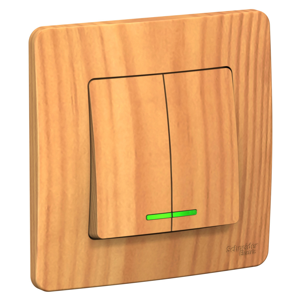 Изображение товара Systeme Electric Blanca внутр Ясень Выключатель 2-клавишный с подсветкой, 10А, 250B