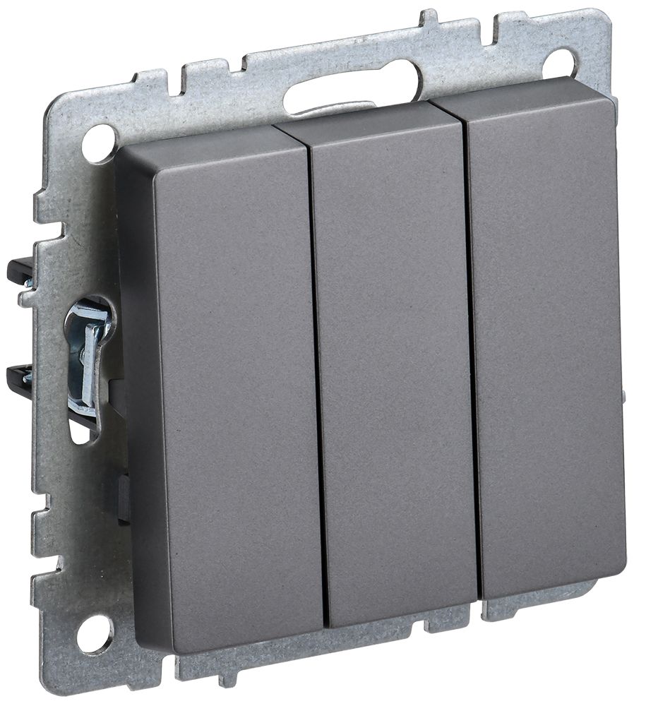 Изображение товара IEK BRITE BASE Сталь Выключ. 3-кл 10А ВС10-3-0-БрС