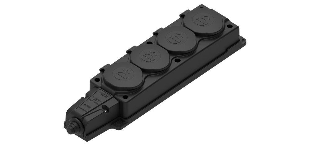 Изображение товара Systeme Electric MultiSet Черная Колодка 4х розетка 2К+З каучуковая 16А/250В IP44