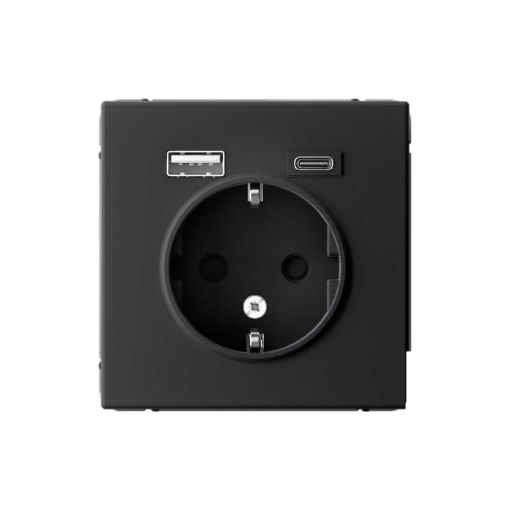 Изображение товара Systeme Electric ArtGallery Карбон Розетка 16А с 2 USB A+C, 5В/2,4А/3,0А, 2х5В/1,5А, механизм