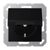 Изображение товара JUNG A Flow/A 550 Черный матовый Розетка 16A 250V с крышкой, SCHUKO