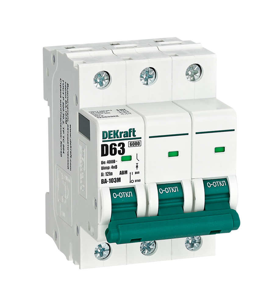 Изображение товара Dekraft VA-103M 3P 63A 400V D 6kA