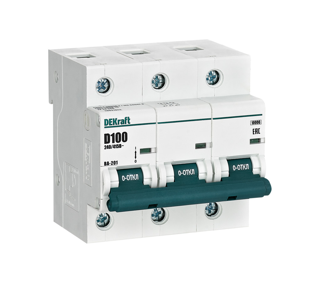 Изображение товара Dekraft Автоматический выключатель 3Р100А х-ка D ВА-201 10кА