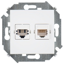 Изображение товара Simon 15 Белая Розетка ТЛФ + комп RJ11+RJ45 кат.5е