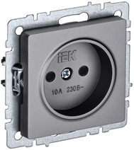Изображение товара IEK BRITE BASE Сталь Розетка без з/к с з/ш 10А РСш10-2-БрС