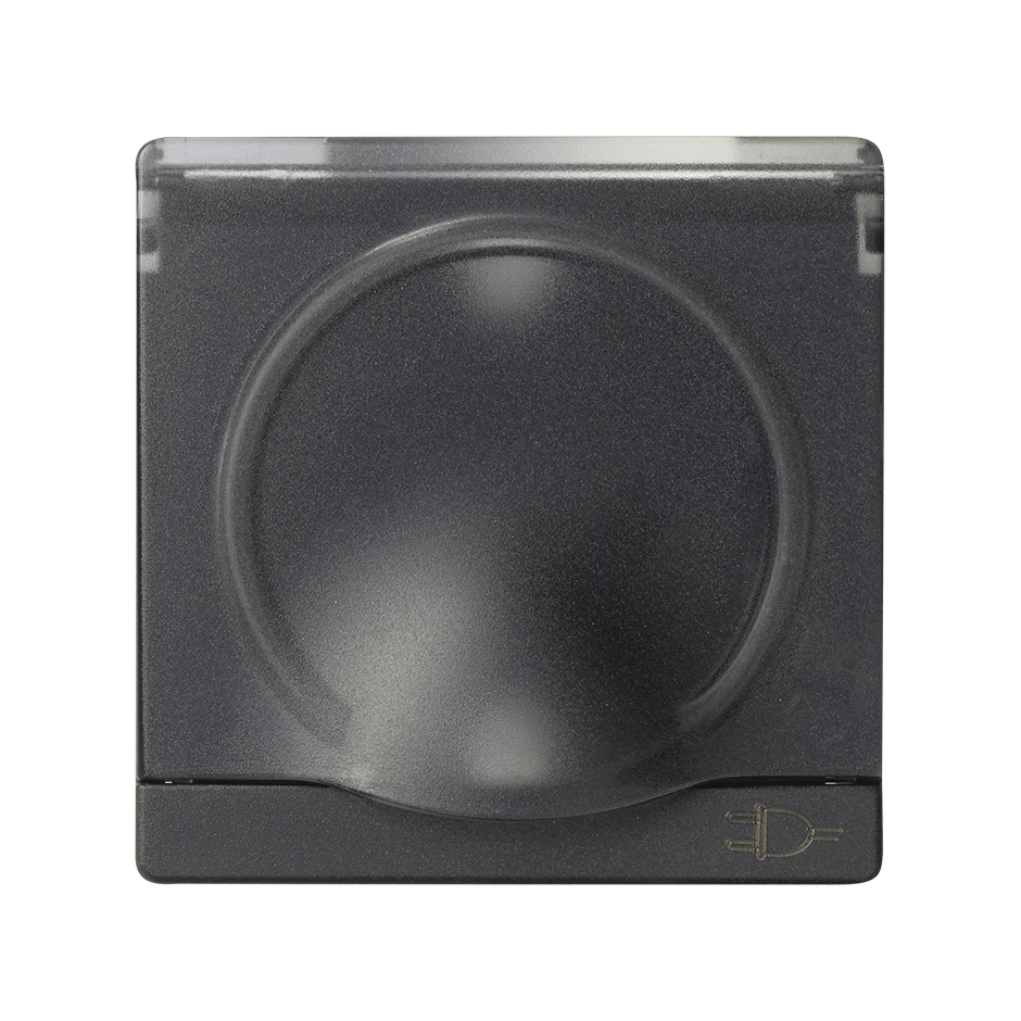 Изображение товара Simon 82 Графит Накладка розетки 1-ая с/з с крышкой