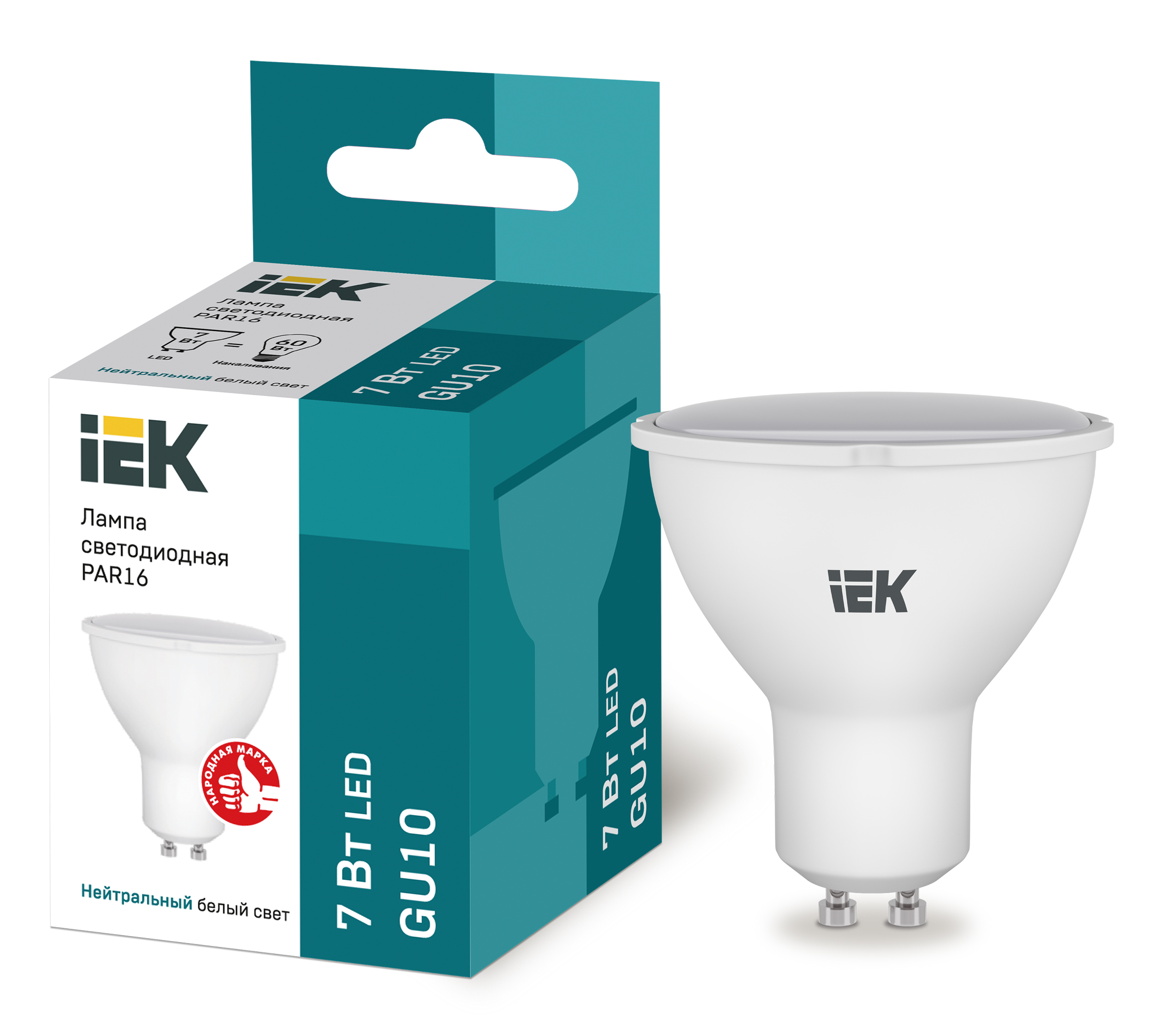 Изображение товара IEK Лампа светодиодная ECO PAR16 софит 7Вт 230В 4000К GU10 Изображение товара IEK Лампа светодиодная ECO PAR16 софит 7Вт 230В 4000К GU10