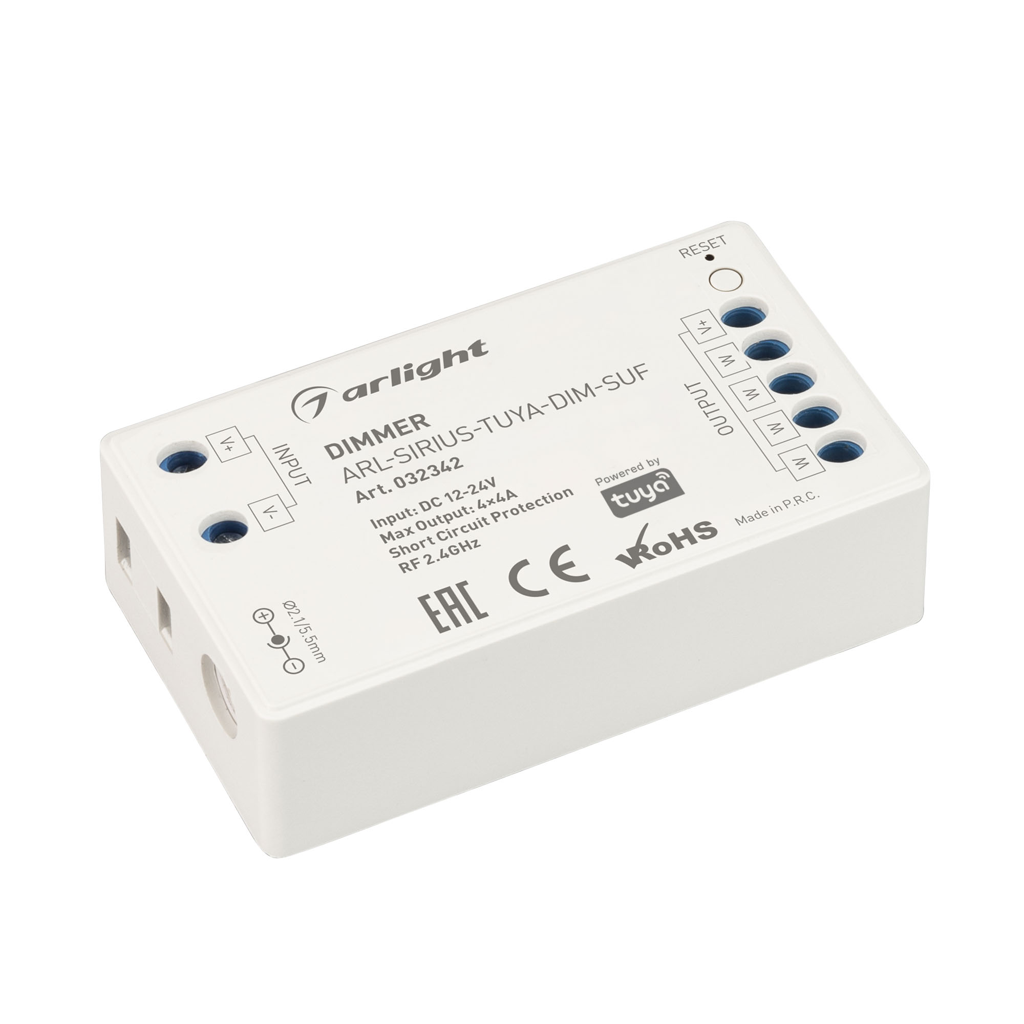 Изображение товара Arlight Диммер ARL-SIRIUS-TUYA-DIM-SUF (12-24V, 4x4A, 2.4G) (IP20 Пластик, 3 года) Изображение товара Arlight Диммер ARL-SIRIUS-TUYA-DIM-SUF (12-24V, 4x4A, 2.4G) (IP20 Пластик, 3 года)