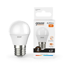Изображение товара Gauss Лампа Elementary Шар 6W 420lm 3000K Е27 LED