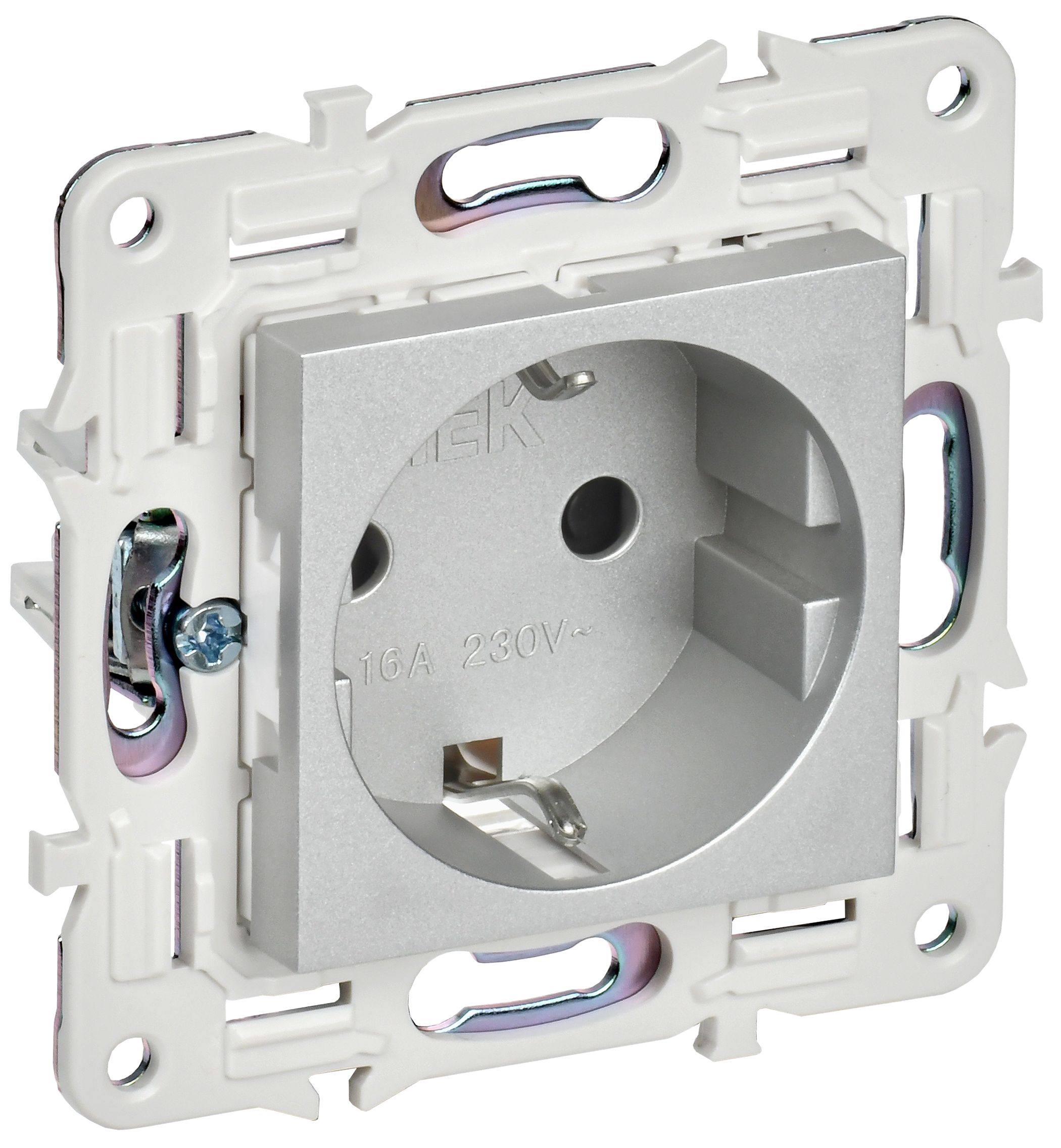 Изображение товара IEK SKANDY Серебряный Розетка с/з с защитными шторками 16А SK-R04S