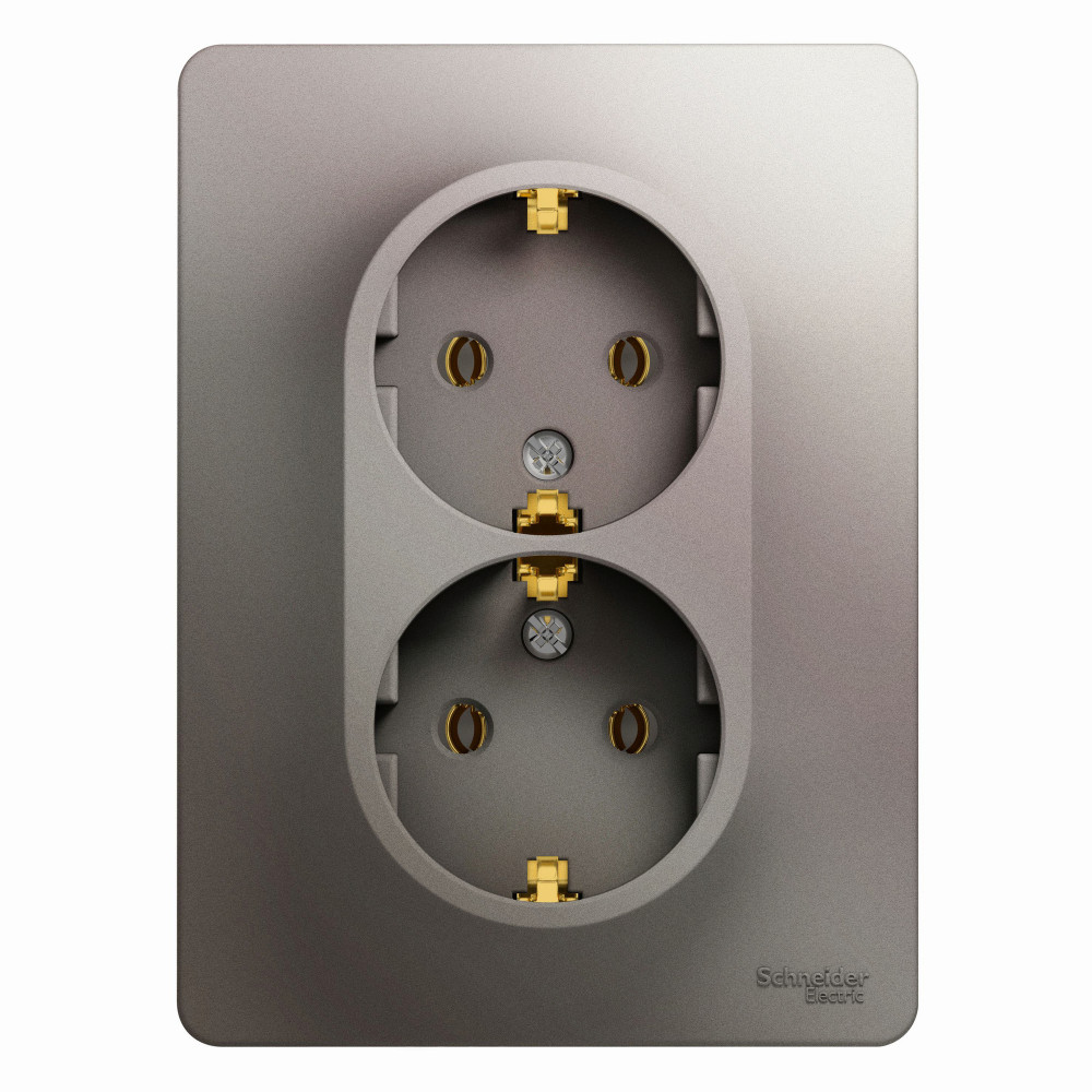 Изображение товара Systeme Electric Glossa Платина Розетка 2-ая с/з (в сборе)