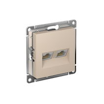 Изображение товара Systeme Electric AtlasDesign Песочный Розетка двойная компьютерная RJ45+RJ45, кат.5E, механизм