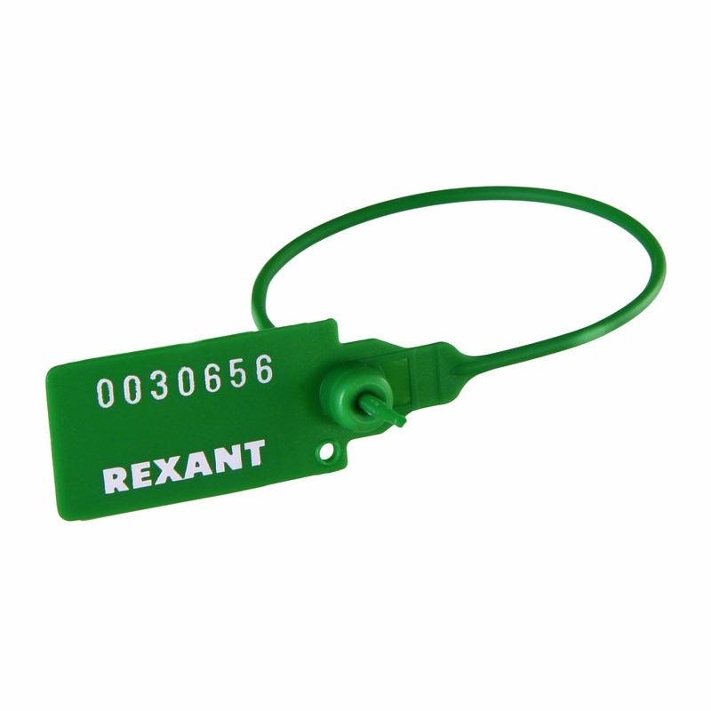 Изображение товара REXANT Пломба пластиковая, номерная, 220мм, зеленая. Изображение товара REXANT Пломба пластиковая, номерная, 220мм, зеленая.