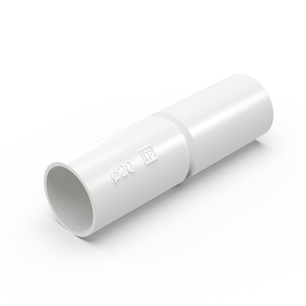 Изображение товара Промрукав  Патрубок-муфта белая д20 (70шт/840шт уп/кор)