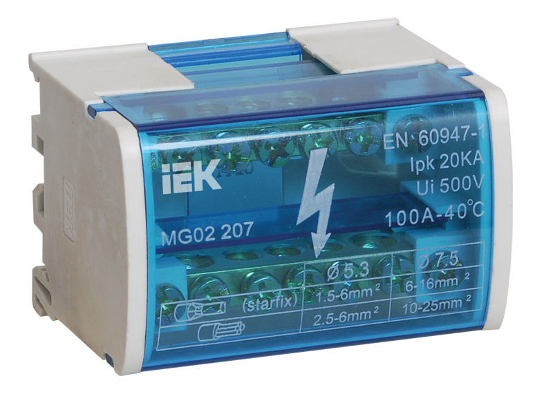 Изображение товара IEK Шины на DIN-рейку L+PEN 2х7 100A, латунь, 10 шт